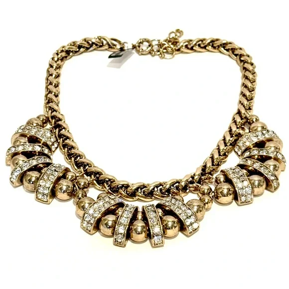 BANANA REPUBLIC | NWT | Sparkling Gold & Crystal Statement Necklace | $98 - Picture 5 of 7